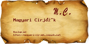 Magyari Cirjék névjegykártya